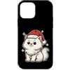 white cat winter santa hat snow winterti Custodia per iPhone 12 mini Gatto bianco invernale con cappello di Babbo Natale