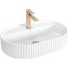 Rea - Lavabo Da Appoggio Marcela 60 In Ceramica,Bianco, Ovale 60X37X13,5cm