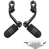 FOVPLUE 1.25 Highway Footpegs,Long Angled Adjustable Highway Pegs w/Mounts for Harley Touring Street Glide Electra Glide Road King Softail CVO Dyna Trike VRSC Sportster w/1-1/4 Engine Guard,Black#3