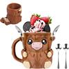 SKIPTHYBER Highland Cow - Porta gelato con stampa 3D a forma di mucca, con 2 cucchiai e manico anti-gelo, idea regalo, per casa, viaggi, feste, campeggio, picnic, scuola