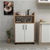 LBSIGN Mobile Multiuso Bagno/Cucina 2 Ante 60x35x92 Con Rotelle Lukas Rovere E Bianco