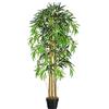 Outsunny Bambù Artificiale Alto 150cm con Vaso, Pianta Artificiale da Interno Decorativa Realistica per Casa, Ufficio, Esterno, Giardino, Verde