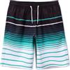 MEILONGER Costume da Bagno Pantaloncini da Bagno Estivi per Ragazzini Bambini Foderate in Rete Asciugatura Rapida 6-20 Anni(Strisce Nero Blu Bianco, 14-16)