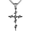 HZMAN Collana a croce per gli uomini in acciaio inox vintage gotico filo spinato ciondolo collana gioielli regalo 22+2 pollici