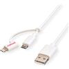 ROLINE Cavo di sincronizzazione e ricarica ROLINE USB 2.0 (8 pin / USB Micro-B), bianco, 1 m
