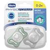 CHICCO (ARTSANA SpA) Chicco Succhietto Micro Lumi Silicone 0-2Mesi 2 Pezzi