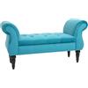 HOMCOM Panca Fondoletto in Stile Vintage, Struttura in Legno e Seduta Imbottita Stile Chesterfield, Azzurra 117 x 40 x 58cm