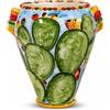 CERAMICHE CALTAGIRONE Giara Siciliana in Ceramica Decorata Fichi d'India - H.57 x L.51 cm