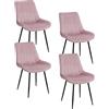 Baroni Home Set di 4 Sedie Moderne con Rivestimento in Velluto e Gambe in Acciaio Nero, Poltrona da Soggiorno, Camera da Letto, Sala da Pranzo, 53x86x44 cm, Rosa Cipria