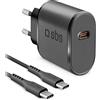 SBS Kit con Caricatore USB C da Parete e Cavo USB C da 1 Metro, Caricabatterie da Parete e Ciabatta Multripresa da 15W per Cellulari, Auricolari TWS, Smartwatch, Powerbank, Speaker, Kobo, Kindle