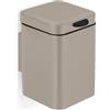 Relaxdays Cestino da Bagno da Muro, 3 L, Chiusura Automatica, Secchio Interno Estraibile, Bidone in Acciaio Inox, Beige