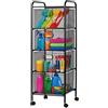Relaxdays Carrello Relaxdays, 4 cassetti, Metallo, HxLxP: 92,5 x 32 x 33 cm, 4 Ruote, Cucina, Bagno, Carrello d'appoggio, Nero