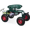 Relaxdays Sgabello Giardinaggio con Ruote, Carrello Portautensili Giardino e Officina, Regolabile, 150kg, Acciaio, Verde, 55 x 45 x 87 cm