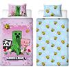 Character World Minecraft Copripiumino Singolo Bambini Ufficiale | Design Group | Biancheria da letto reversibile a 2 lati con federa coordinata | Letto singolo | Polcotone