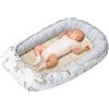 Medi Partners Riduttore Lettino Neonato - 100x60x15 Nido Antisoffoco Neonati Bozzolo Culla per Bebè neonata bilaterale Cuscino 100% Cotone Minky (Safari con Minky beige)