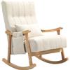 HOMCOM Sedia a dondolo con cuscino lombare, ampia seduta, struttura in faggio, fino a 120 kg, beige