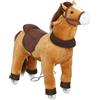 AIYAPLAY Cavallo da cavalcare per bambini, rivestimento in tessuto, telaio stabile, ruote morbide, 3-5 anni, Marrone scuro | Aosom Italy