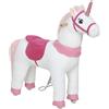 AIYAPLAY Unicorno da cavalcare per bambini, rivestimento in tessuto, telaio stabile, ruote morbide, 3-5 anni, Bianco | Aosom Italy