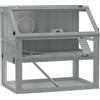 PawHut Gabbia per criceti in legno, 3 piani con fondo profondo, livelli rimovibili, per piccoli animali, 80x50x76cm, Grigio chiaro | Aosom Italy