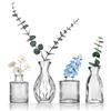 anquephd 4 vasi in vetro piccoli, stile vintage con motivo strutturale, per fiori e decorazioni per la casa (trasparente, 4 pezzi)