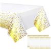 LICHUANUK 2 Pezzi Tovaglia da Festa Oro Usa e Getta per Tavolo Rettangolare, Copritavolo con Coriandoli a Pois Dorati per Feste di Laurea, Compleanno, Cocktail Party,108 cm x 180 cm