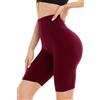DDOBB Pantaloncini Donna Sportivi Shorts Leggins Pantaloni Palestra Corti Culotte Biker Vita Alta Opachi Push Up Fitness Yoga Gym Running(Bordeaux,XXL)