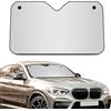 +PWR Car Parts Parasole anteriore in alluminio argento Dimensioni L 140 x 80 cm con ventose. Protegge l'interno dell'auto dal sole. Installazione facile e veloce.