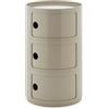 Kartell Componibili Big, Mobile Contenitore 3 Elementi, Diametro 42 cm, Tortora