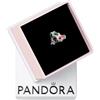 PANDORA Ciondolo Moments a forma di auto e albero di Natale in argento Sterling con smalto rosso lucido trasparente e verde traslucido