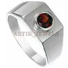 Artik Jewels Naturale Granato Gemma Con 14K Placcato Oro Bianco Anello Argento per Uomo AJ802