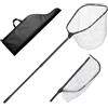 VEVOR Retino da Pesca Pieghevole Asta Telescopica, Rete da Pesca in Lega di Alluminio 6063 Rete in Silicone Morbido Lunghezza 193cm per Stagni, Kayak, Barca, Lago, Riva, Retino per Pescatori