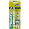CHICCO (ARTSANA SpA) Spazzolino 3-6 Anni Azzurro-Giallo Chicco 2 Pezzi