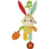 Clementoni Baby - Easy-Peasy Soft Bunny, Peluche da Viaggio Bambini 0+ Mesi, Sonaglino Frusciante con Pendente Mordicchioso, Pinza per Passeggino E Auto, Lavabile in Lavatrice, 17622