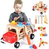 Nauotk Giocattolo Cassetta attrezzo in legno, attrezzi da lavoro per bambini, gioco d'imitazione, giocattolo in legno per bambini 2-3-4 anni
