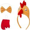 XNFUOE Set di 3 cerchietti per capelli da pollo, con coda di papillon, per Halloween, Pasqua, feste, feste di compleanno, cosplay