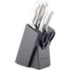Hanseküche Blocco portacoltelli Hanseküche con coltello e affilacoltelli - Set di coltelli da 7 pezzi - Con affilacoltelli integrato, coltello da cucina, supporto per coltelli, set di coltelli da chef