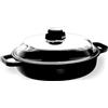 RISOLI Wok a induzione Risoli da 28 cm con 2 manici e coperchio in vetro, alluminio pressofuso, rivestimento antiaderente al titanio, antracite