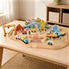 Set Trenino Elettrico in Legno Scene Multiple Pista Treno Città per Casa, Asilo