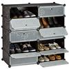 Relaxdays Scarpiera Armadio, HxLxP 90x94x37 cm, Portascarpe 10 Scomparti, Scaffale Sistema a Incastro, Plastica, Nero