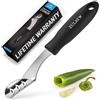 Zulay Kitchen Corer 2 in 1 Jalapeno, strumento per rimuovere peperoncino in acciaio inox, con bordi seghettati e manico in gomma morbida, per peperoncino Jalapeno e scongelatore per rimuovere cime