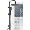 SCHÜTTE Set doccia Maiorca | Colonna doccia con grande doccia a pioggia | Doccia a mano con 3 tipi di getto | Sistema doccia con asta doccia regolabile in altezza | Nero