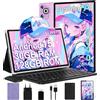 Dghrti Tablet Android 15, 10 Pollici, [30GB RAM 128GB ROM]+TF 2TB Espandibile, 8000mAh, WIFI 5G/ BT5.0/ OTG, Widevine L1, Face ID, Tablets Corpo in Metallo con Mouse, Tastiera, Custodia Protettiva- Viola