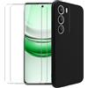 WDMYLFTW Cover per realme 14x 5G Nero + 2 x Film di Vetro Temperato - Morbido Silicone Custodia Protettiva TPU Case Protezione Caso (Black)