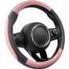 COFIT Coprivolante Auto Antiscivolo Copri Volante Universale in Pelle Microfibra Copristerzo Rotondo per SUV Camion, M 37-38cm Rosa e Nero