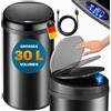 MONZANA® Cestino a Sensore incl. Cavo di Ricarica Acciaio Inox Display LED Touchless Pattumiera Smart Raccolta Differenziata