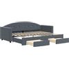 vidaXL Letto da giorno allungabile con cassetti grigio scuro 80x200 cm in velluto