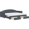 vidaXL Letto da giorno allungabile con cassetti grigio scuro 80x200 cm in velluto