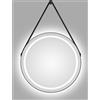 Talos Specchio da bagno con illuminazione rotonda TALOS LED CORVIA Shine in nero opaco Ø50 cm - specchio rotondo con fascia di alta qualità in Pelle finta - adatto a locali umidi grazie alla cornice in alluminio