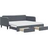 vidaXL Letto da giorno allungabile con cassetti grigio scuro 90x190 cm velluto