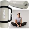 FIZYO Tappetino per yoga e pilates Fityo Plus, tappetino da ginnastica antiscivolo in NBR per il fitness, 190x60x1,5 cm - spessore 15 mm - Grigio